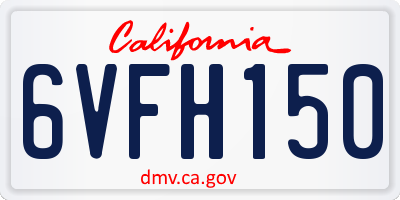 CA license plate 6VFH150