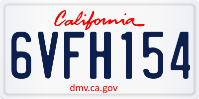 CA license plate 6VFH154