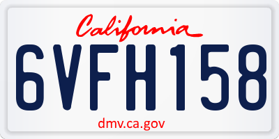 CA license plate 6VFH158