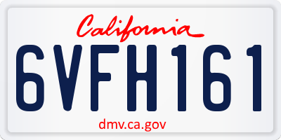CA license plate 6VFH161