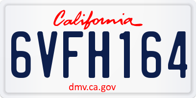 CA license plate 6VFH164