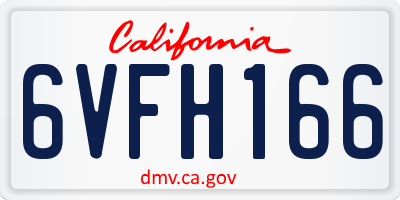 CA license plate 6VFH166
