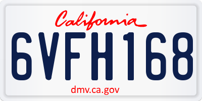 CA license plate 6VFH168