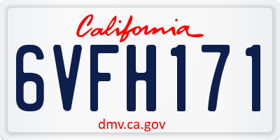 CA license plate 6VFH171
