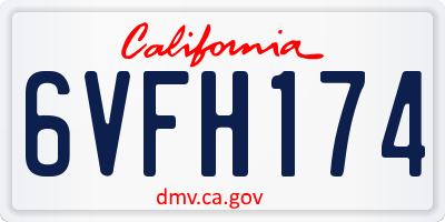 CA license plate 6VFH174