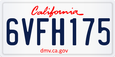 CA license plate 6VFH175