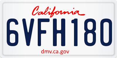 CA license plate 6VFH180