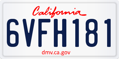 CA license plate 6VFH181