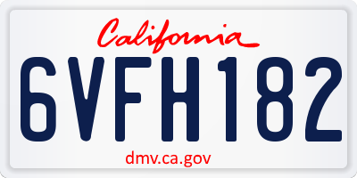 CA license plate 6VFH182