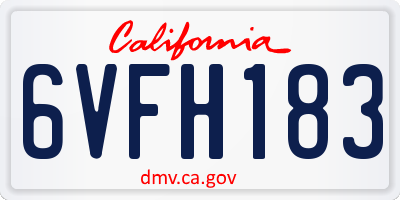 CA license plate 6VFH183
