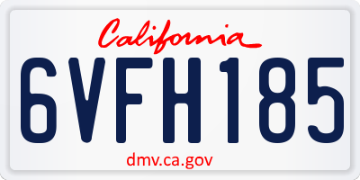 CA license plate 6VFH185