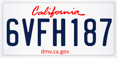 CA license plate 6VFH187