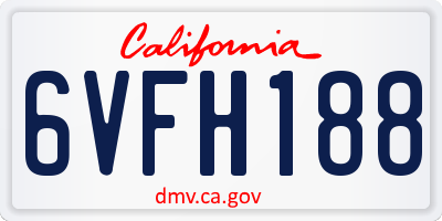 CA license plate 6VFH188