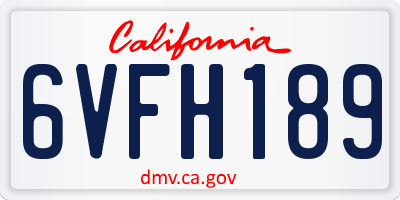 CA license plate 6VFH189