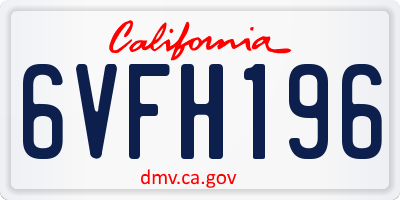 CA license plate 6VFH196