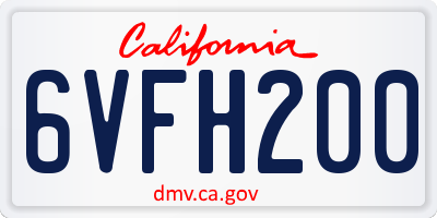 CA license plate 6VFH200