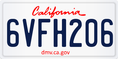 CA license plate 6VFH206