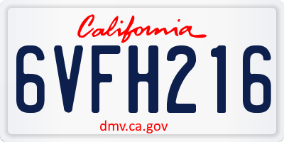 CA license plate 6VFH216