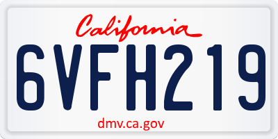 CA license plate 6VFH219