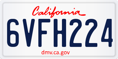 CA license plate 6VFH224