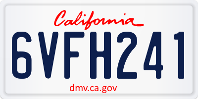 CA license plate 6VFH241