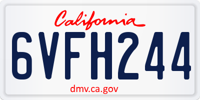 CA license plate 6VFH244