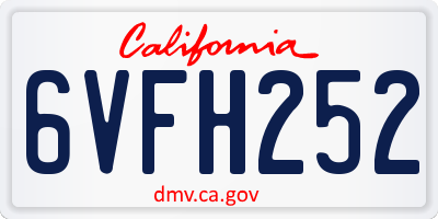 CA license plate 6VFH252