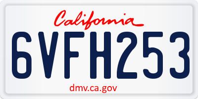 CA license plate 6VFH253