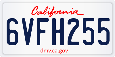 CA license plate 6VFH255