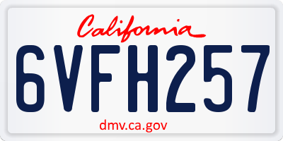 CA license plate 6VFH257