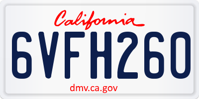 CA license plate 6VFH260