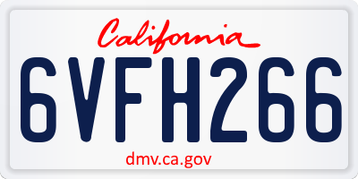 CA license plate 6VFH266