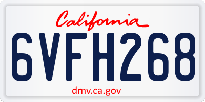 CA license plate 6VFH268