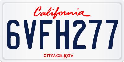 CA license plate 6VFH277