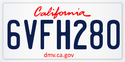 CA license plate 6VFH280