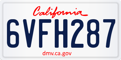 CA license plate 6VFH287