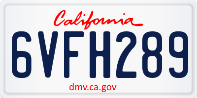 CA license plate 6VFH289