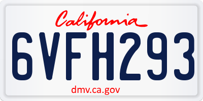 CA license plate 6VFH293