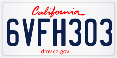 CA license plate 6VFH303