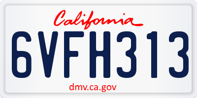 CA license plate 6VFH313