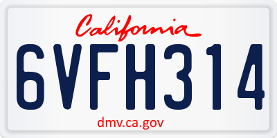 CA license plate 6VFH314