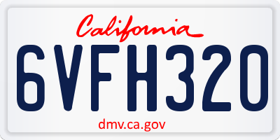 CA license plate 6VFH320