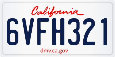 CA license plate 6VFH321