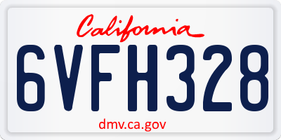 CA license plate 6VFH328