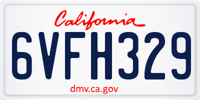 CA license plate 6VFH329