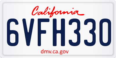 CA license plate 6VFH330