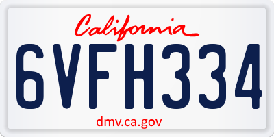CA license plate 6VFH334