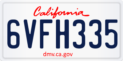 CA license plate 6VFH335