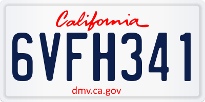 CA license plate 6VFH341