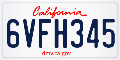 CA license plate 6VFH345